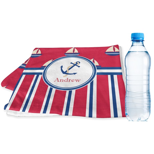 Custom Sail Boats & Stripes Sports & Fitness Towel (Personalized)