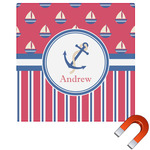Sail Boats & Stripes Square Car Magnet - 6" (Personalized)