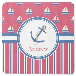 Sail Boats & Stripes Square Rubber Backed Coaster (Personalized)