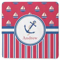 Sail Boats & Stripes Square Rubber Backed Coaster (Personalized)