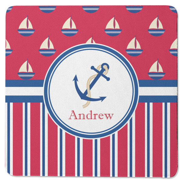 Sail Boats & Stripes Square Coaster Rubber Back - Single