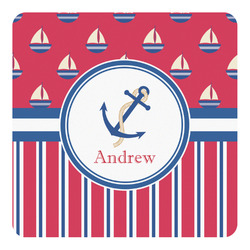 Sail Boats & Stripes Square Decal - Small (Personalized)