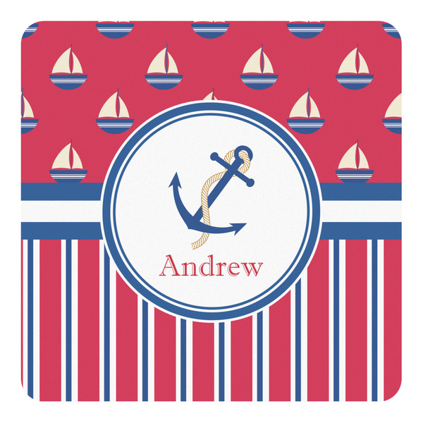 Custom Sail Boats & Stripes Square Decal - Small (Personalized)