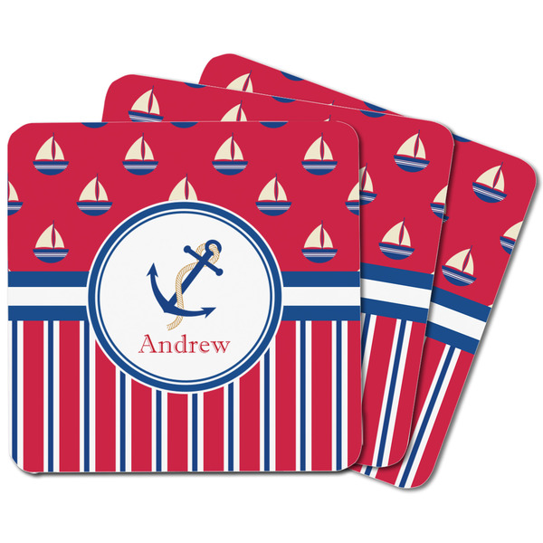 Sail Boats & Stripes Square Fridge Magnet - MAIN