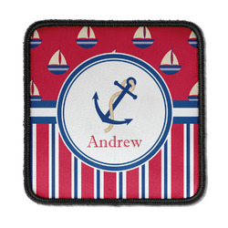 Sail Boats & Stripes Iron On Square Patch w/ Name or Text
