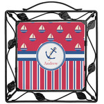 Sail Boats & Stripes Square Trivet (Personalized)