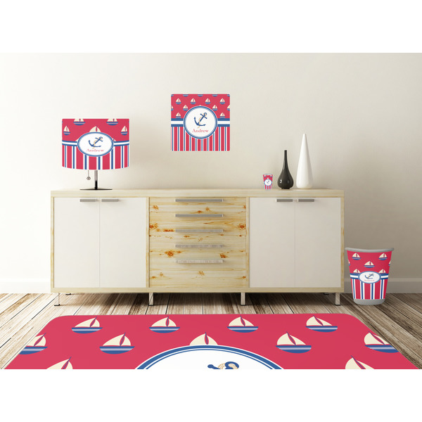 Sail Boats & Stripes Square Wall Decal Wooden Desk