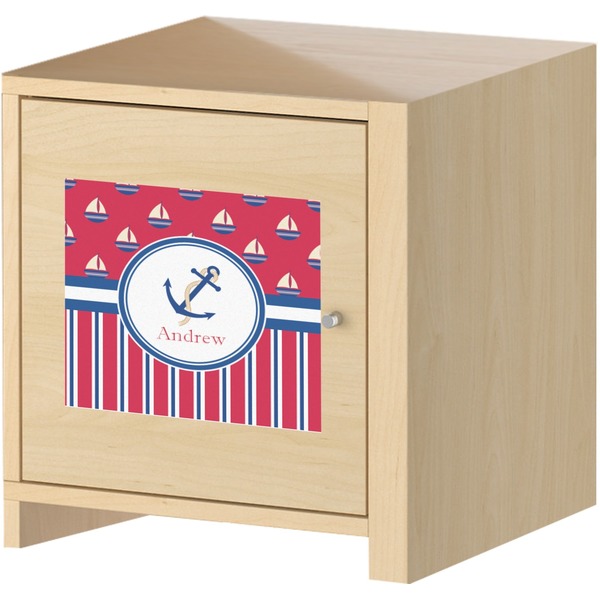 Sail Boats & Stripes Square Wall Decal on Wooden Cabinet