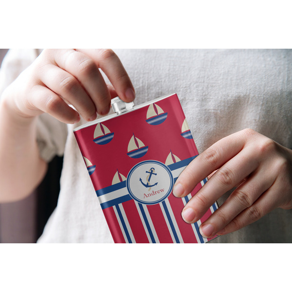 Sail Boats & Stripes Stainless Steel Flask - LIFESTYLE 1