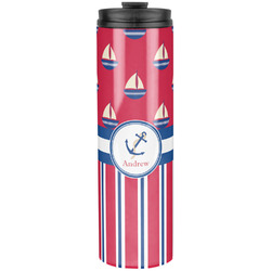 Sail Boats & Stripes Stainless Steel Skinny Tumbler - 20 oz (Personalized)