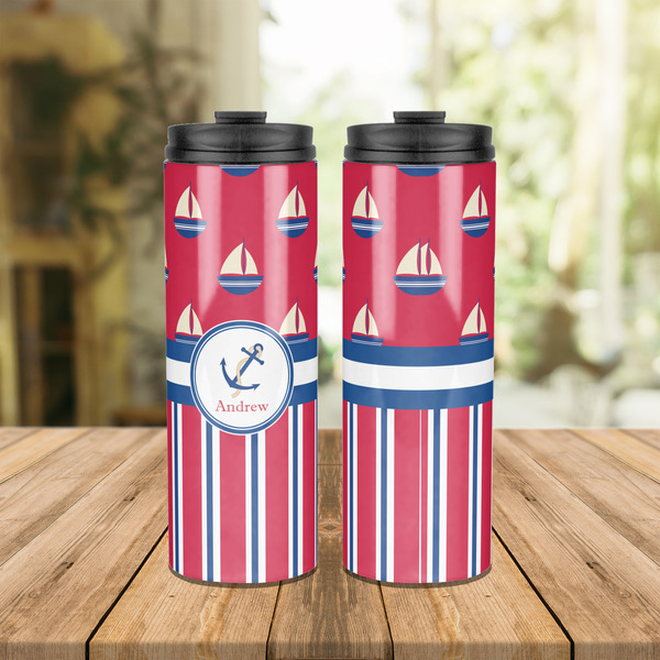 Sail Boats & Stripes Stainless Steel Tumbler - Lifestyle