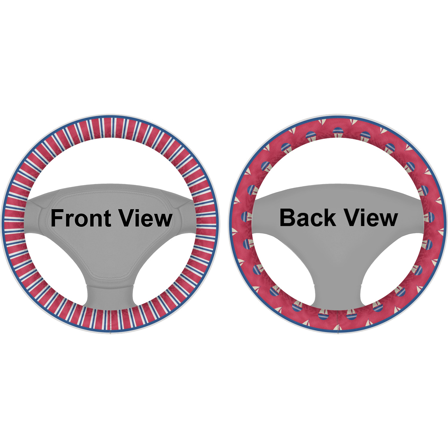 Sail Boats & Stripes Steering Wheel Cover (Personalized) YouCustomizeIt