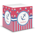 Sail Boats & Stripes Sticky Note Cube (Personalized)
