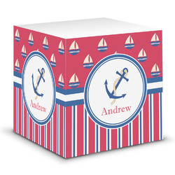 Sail Boats & Stripes Sticky Note Cube (Personalized)