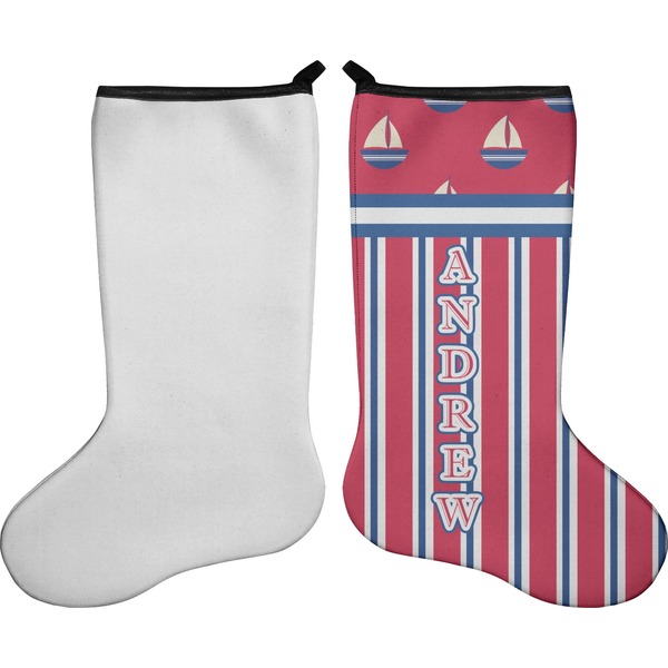 Sail Boats & Stripes Stocking - Single-Sided - Approval