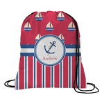 Sail Boats & Stripes Drawstring Backpack - Large (Personalized)