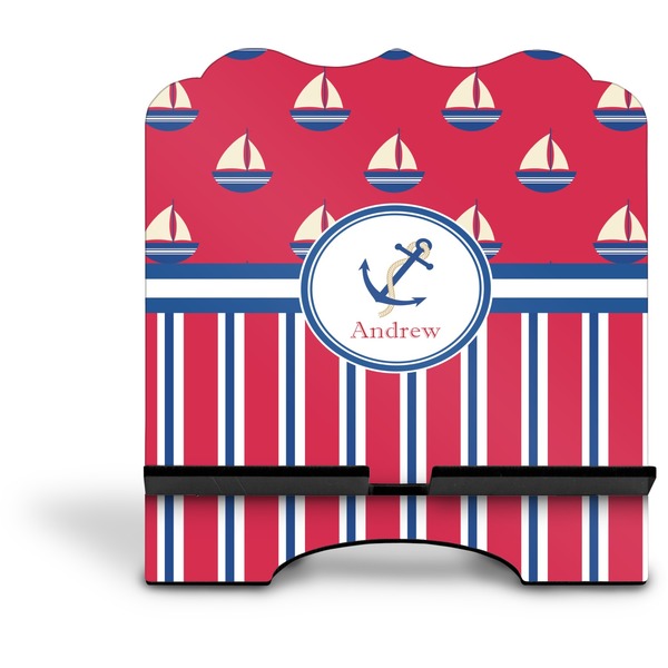 Sail Boats & Stripes Stylized Tablet Stand - Front without iPad