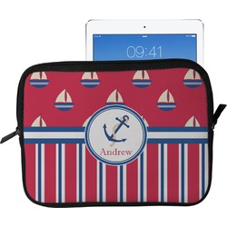 Sail Boats & Stripes Tablet Case / Sleeve - Large (Personalized)