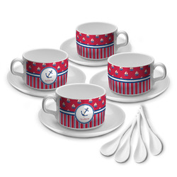 Sail Boats & Stripes Tea Cup - Set of 4 (Personalized)