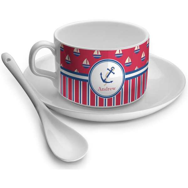 Custom Sail Boats & Stripes Tea Cup (Personalized)