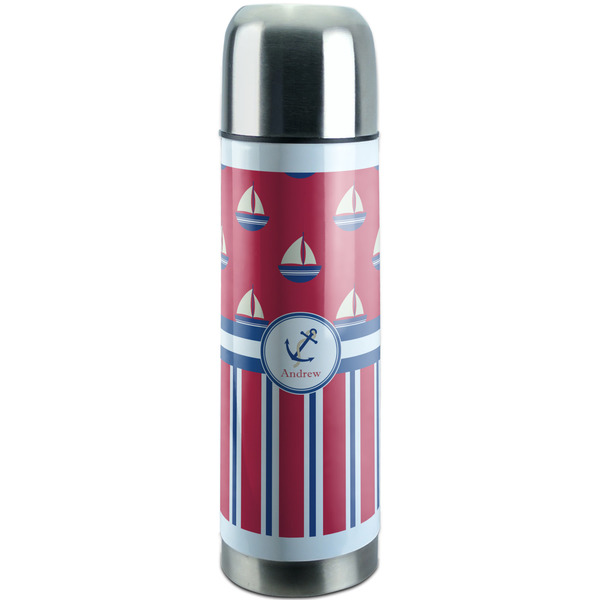 Custom Sail Boats & Stripes Stainless Steel Thermos (Personalized)