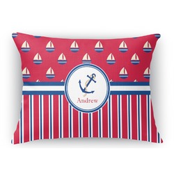 Sail Boats & Stripes Rectangular Throw Pillow Case (Personalized)