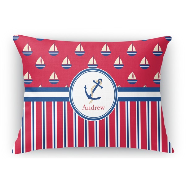 Custom Sail Boats & Stripes Rectangular Throw Pillow Case (Personalized)