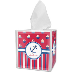 Sail Boats & Stripes Tissue Box Cover (Personalized)