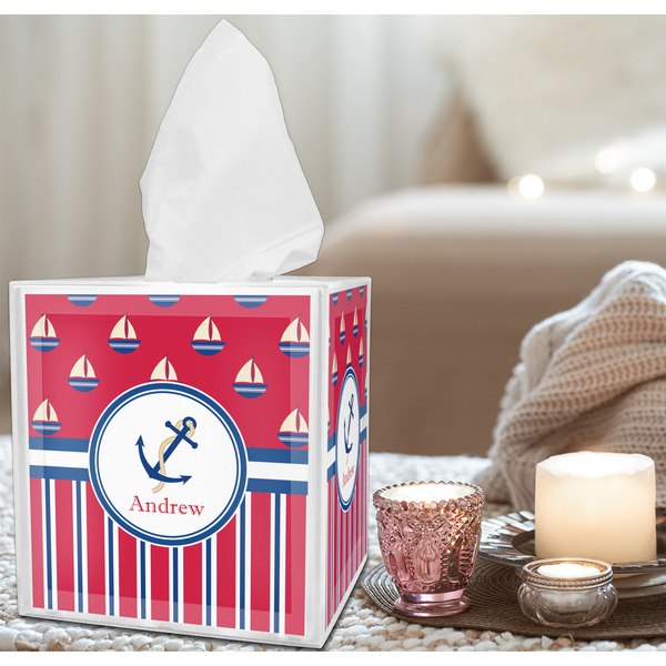 Sail Boats & Stripes Tissue Box - LIFESTYLE