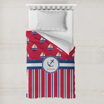 Sail Boats & Stripes Toddler Duvet Cover w/ Name or Text