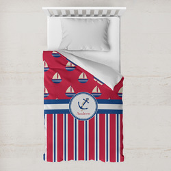 Sail Boats & Stripes Toddler Duvet Cover w/ Name or Text