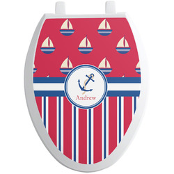 Sail Boats & Stripes Toilet Seat Decal - Elongated (Personalized)