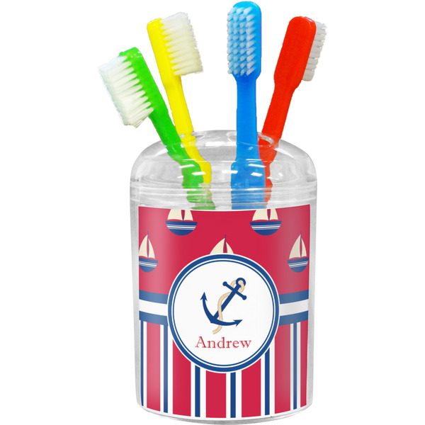 Custom Sail Boats & Stripes Toothbrush Holder (Personalized)