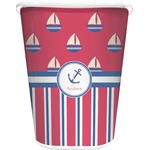 Sail Boats & Stripes Waste Basket - Single Sided (White) (Personalized)
