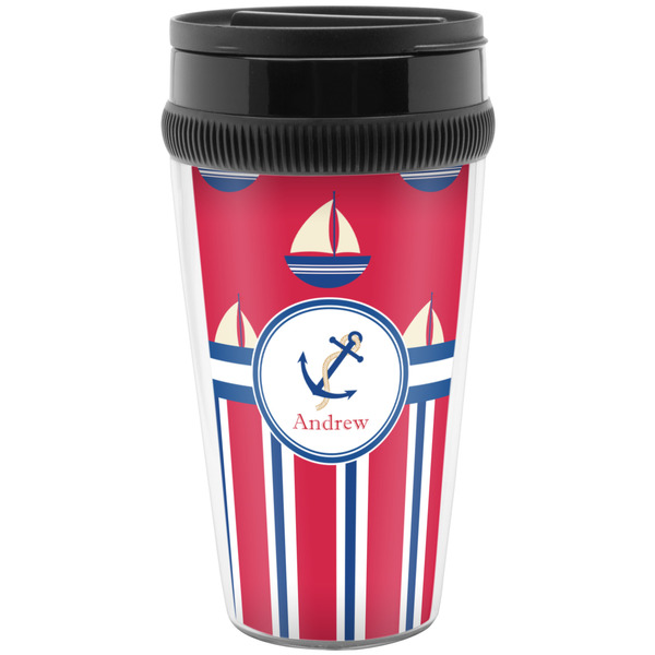 Custom Sail Boats & Stripes Acrylic Travel Mug without Handle (Personalized)