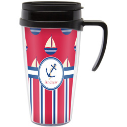 Sail Boats & Stripes Acrylic Travel Mug with Handle (Personalized)