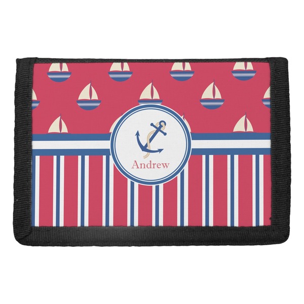 Custom Sail Boats & Stripes Trifold Wallet (Personalized)