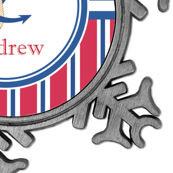 Sail Boats & Stripes Vintage Snowflake - Detail