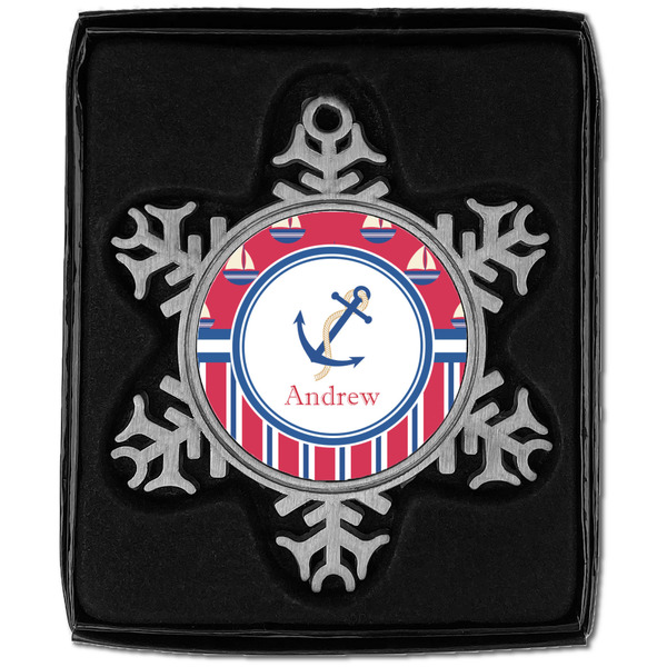 Sail Boats & Stripes Vintage Snowflake - In box