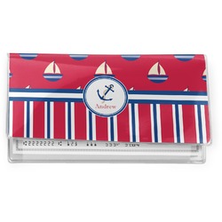 Sail Boats & Stripes Vinyl Checkbook Cover (Personalized)