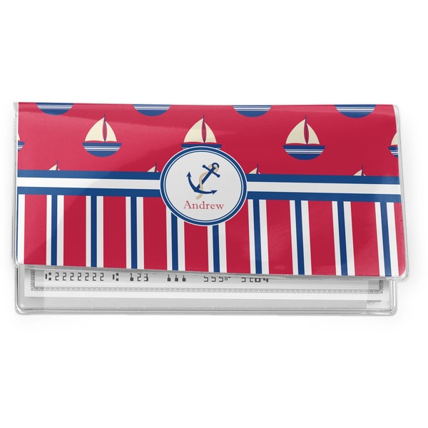 Custom Sail Boats & Stripes Vinyl Checkbook Cover (Personalized)
