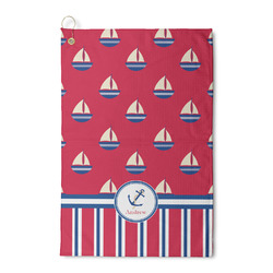 Sail Boats & Stripes Waffle Weave Golf Towel (Personalized)