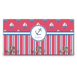 Sail Boats & Stripes Wall Mounted Coat Rack (Personalized)