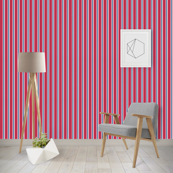 Custom Sail Boats & Stripes Wallpaper & Surface Covering (Water Activated - Removable)
