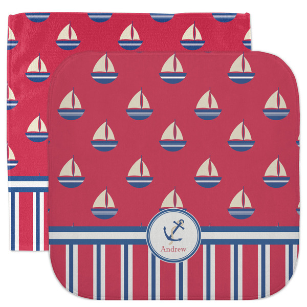 Custom Sail Boats & Stripes Facecloth / Wash Cloth (Personalized)