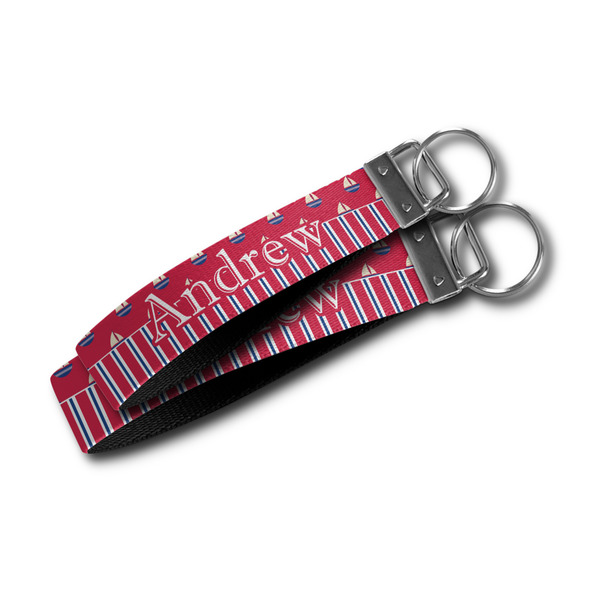 Sail Boats & Stripes Webbing Keychain FOBs - Size Comparison