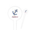 Sail Boats & Stripes 4" Round Plastic Food Picks - White - Double Sided (Personalized)