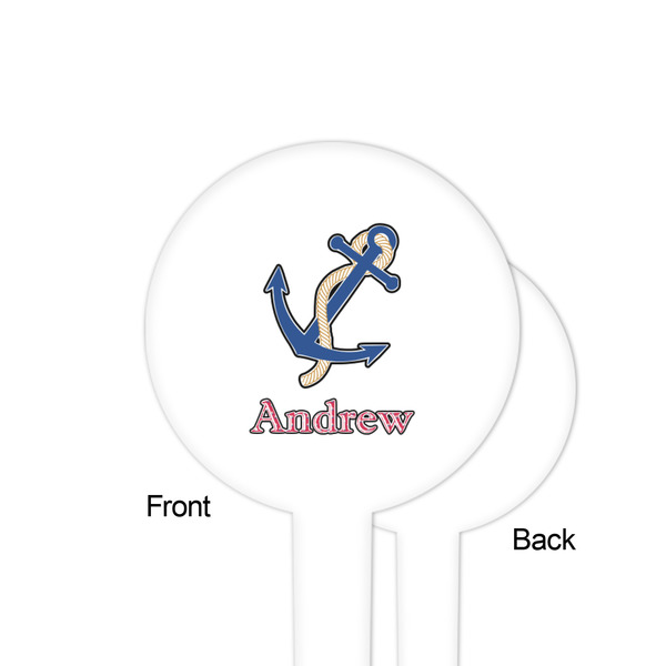 Sail Boats & Stripes White Plastic 4" Food Pick - Round - Single Sided - Front & Back