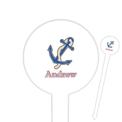 Sail Boats & Stripes Cocktail Picks - Round Plastic (Personalized)