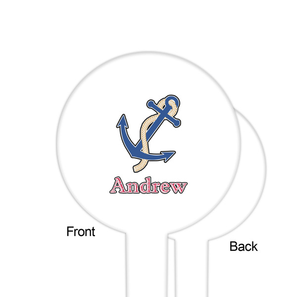 Sail Boats & Stripes White Plastic 6" Food Pick - Round - Single Sided - Front & Back